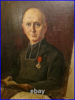 Ancienne Peinture Huile Sur Toile Représentant Un Portrait D'homme Signée