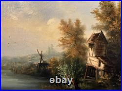 Ancienne huile sur toile Ecole Française du XIXe Paysage lacustre Barbizon