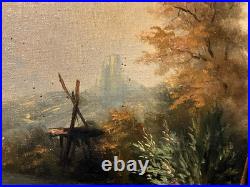 Ancienne huile sur toile Ecole Française du XIXe Paysage lacustre Barbizon