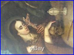 Ancienne huile sur toile Vanité de Marie Madeleine fin XVIII, début XIXème