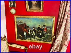 Ancienne huile sur toile, scène militaire avec Napoléon, Empire, cadre doré
