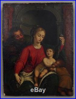 Ancienne huile sur toile vierge à l'enfant 16ème 17ème oil painting 16th 17th