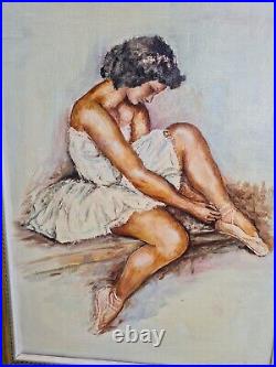 Ancienne peinture huile sur toile représentant une danseuse