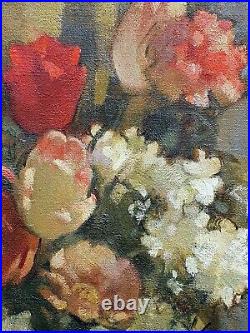 André CHARIGNY, bouquet de fleurs, tulipes, comtois, Besançon, tableau