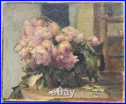 Anna Boch (1848-1936) Huile sur toile Fleurs Signée XIX Belgique