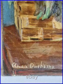 Anna Duchesne huile sur toile nature morte composition signé HST tableau ancien