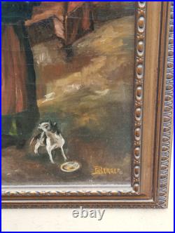 Antique Carré Peinture Huile sur Toile L'Enterrement R. A. Sarda de G. Berger