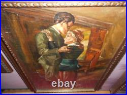 Antique Carré Peinture Huile sur Toile L'Enterrement R. A. Sarda de G. Berger