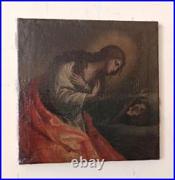 Antique Huile Sur Toile Représentant Madeleine XVIIIème Siècle École Italienne