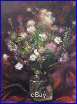 Antoine Serra(1908-1995). Bouquet de fleurs. Huile sur toile datée 86. V285