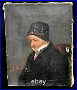 Artiste à identifier Huile sur toile Signée Portrait XIX France