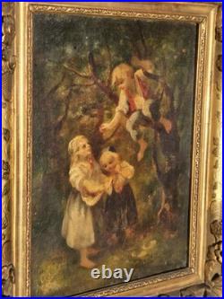 Attribué à LANFANT DE METZ Jeunes enfants dans les bois Peinture huile sur toile