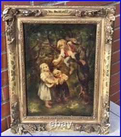 Attribué à LANFANT DE METZ Jeunes enfants dans les bois Peinture huile sur toile