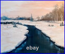 Aube glaciale tableau huile neuf original sur toile signé 2024