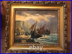 BELLE PEINTURE, HUILE SUR TOILE MARINE, BRETAGNE signée VERNIER