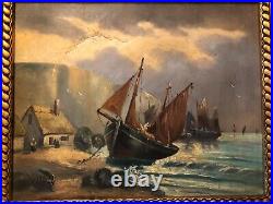 BELLE PEINTURE, HUILE SUR TOILE MARINE, BRETAGNE signée VERNIER