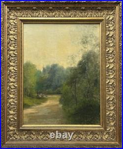 Barbizon School Original Antique Landscape Oil Painting, Hand Made, Signed