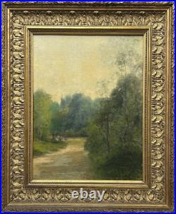 Barbizon School Original Antique Landscape Oil Painting, Hand Made, Signed