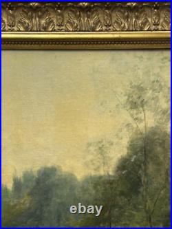 Barbizon School Original Antique Landscape Oil Painting, Hand Made, Signed