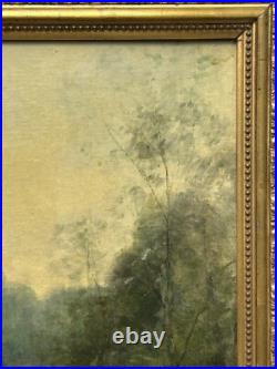 Barbizon School Original Antique Landscape Oil Painting, Hand Made, Signed