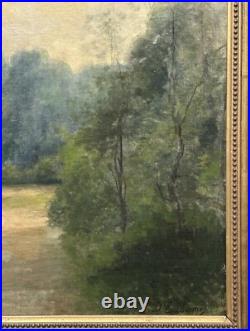 Barbizon School Original Antique Landscape Oil Painting, Hand Made, Signed
