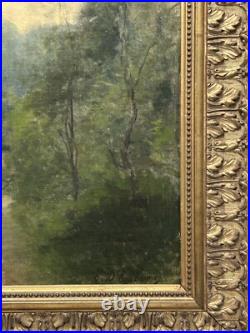 Barbizon School Original Antique Landscape Oil Painting, Hand Made, Signed