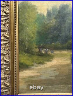 Barbizon School Original Antique Landscape Oil Painting, Hand Made, Signed