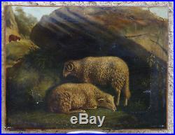 Beau Barbizon 1856. Paysage Aux Deux Moutons. A Restaurer & Trace De Signature