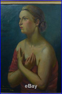 Beau Tableau 1925 Alois Bilek Czech Portrait D'une Jeune Femme Galerie La Boetie