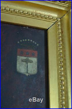 Beau Tableau ancien Portrait d'homme Blason Aristocrate Bacchantes sv G. Boldini