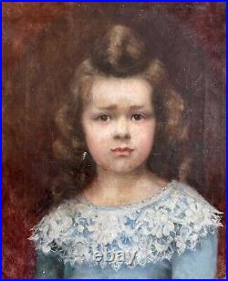 Beau portrait de Jeune Fille Tableau Ancien Jules Charles AVIAT