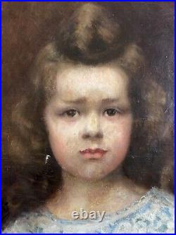 Beau portrait de Jeune Fille Tableau Ancien Jules Charles AVIAT
