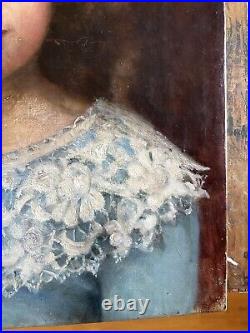 Beau portrait de Jeune Fille Tableau Ancien Jules Charles AVIAT