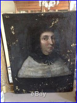 Beau portrait de femme Haute Epoque début XViième réentoilé au XIXe à restaurer
