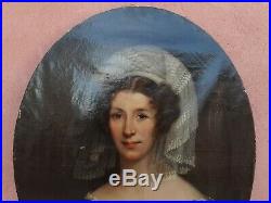 Beau portrait femme Arlésienne a vue ovale huile sur toile