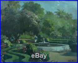 Beau tableau ancien Paysage Jardin Orientaliste John Gleich sv A. Roubtzoff 1930