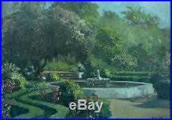 Beau tableau ancien Paysage Jardin Orientaliste John Gleich sv A. Roubtzoff 1930