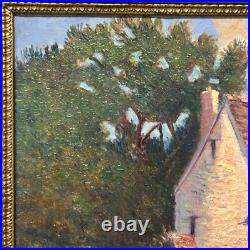 Beautiful Antique Original Landscape with House, Oil Canvas Painting, Framed