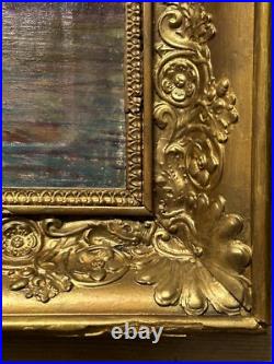 Beautiful Antique Original Landscape with House, Oil Canvas Painting, Framed