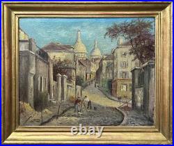Beautiful View Monmart Paris, Original Antique Oil Painting, HandMade, Framed Beautiful View Monmart Paris, Original Antique Oil Painting, HandMade, Framed