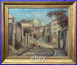 Beautiful View Monmart Paris, Original Antique Oil Painting, HandMade, Framed Beautiful View Monmart Paris, Original Antique Oil Painting, HandMade, Framed