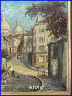 Beautiful View Monmart Paris, Original Antique Oil Painting, HandMade, Framed Beautiful View Monmart Paris, Original Antique Oil Painting, HandMade, Framed