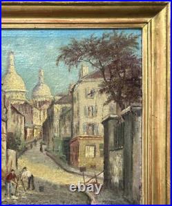 Beautiful View Monmart Paris, Original Antique Oil Painting, HandMade, Framed Beautiful View Monmart Paris, Original Antique Oil Painting, HandMade, Framed