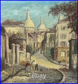 Beautiful View Monmart Paris, Original Antique Oil Painting, HandMade, Framed Beautiful View Monmart Paris, Original Antique Oil Painting, HandMade, Framed