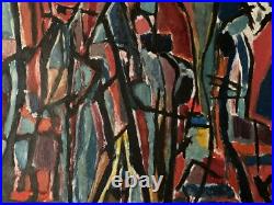 Belle Peinture Huile Sur Toile Abstrait Signé A Identifier Abstraction 1960 Art
