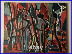 Belle Peinture Huile Sur Toile Abstrait Signé A Identifier Abstraction 1960 Art
