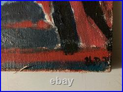 Belle Peinture Huile Sur Toile Abstrait Signé A Identifier Abstraction 1960 Art