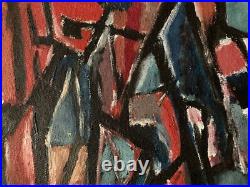 Belle Peinture Huile Sur Toile Abstrait Signé A Identifier Abstraction 1960 Art
