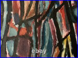 Belle Peinture Huile Sur Toile Abstrait Signé A Identifier Abstraction 1960 Art