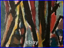 Belle Peinture Huile Sur Toile Abstrait Signé A Identifier Abstraction 1960 Art